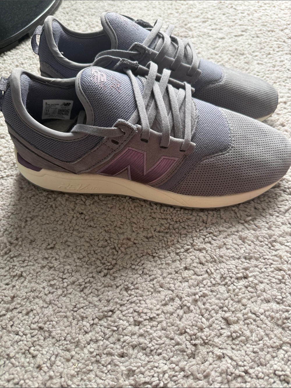 New Balance 247 Gray and Purple Athletic Sneakers women’s